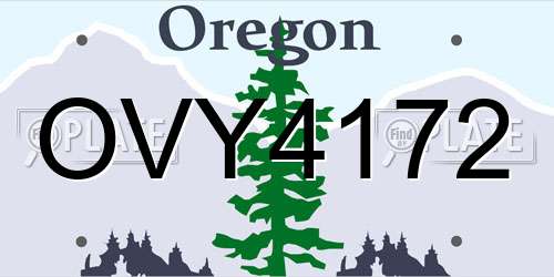 OVY4172 Oregon License Plate