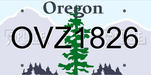 OVZ1826 Oregon License Plate