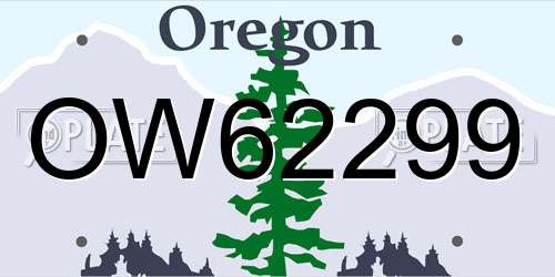 OW62299 Oregon License Plate