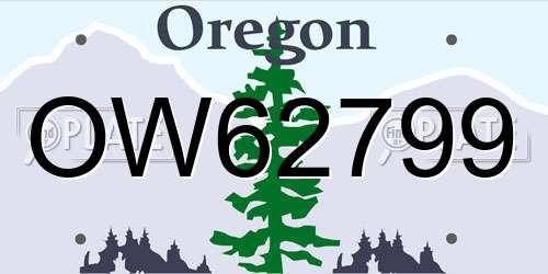 OW62799 Oregon License Plate