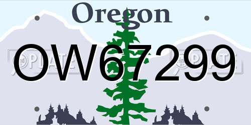 OW67299 Oregon License Plate