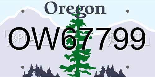 OW67799 Oregon License Plate