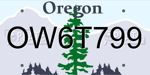 OW6T799 Oregon License Plate
