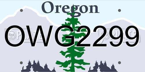 OWG2299 Oregon License Plate