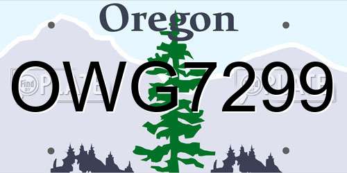 OWG7299 Oregon License Plate