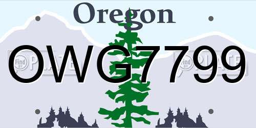 OWG7799 Oregon License Plate