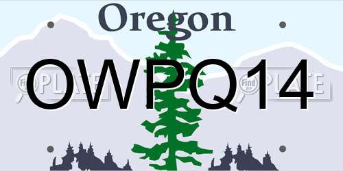 OWPQ14 Oregon License Plate