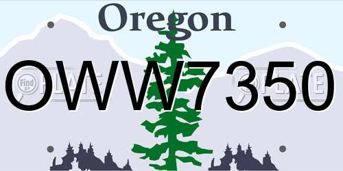 OWW7350 Oregon License Plate