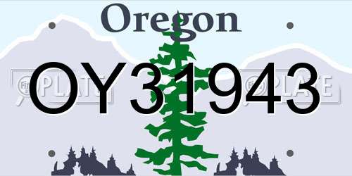 OY31943 Oregon License Plate