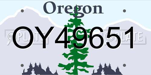 OY49651 Oregon License Plate