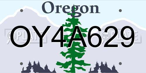 OY4A629 Oregon License Plate