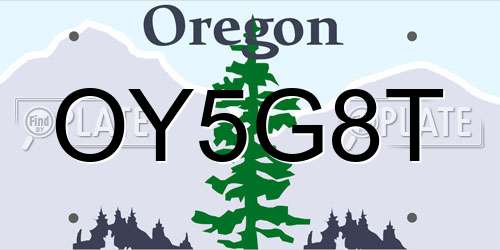 OY5G8T Oregon License Plate
