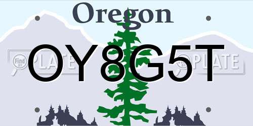 OY8G5T Oregon License Plate