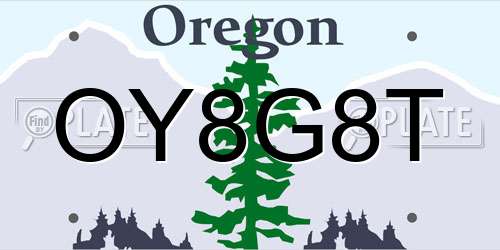 OY8G8T Oregon License Plate