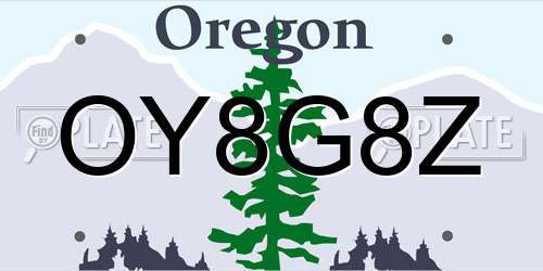 OY8G8Z Oregon License Plate