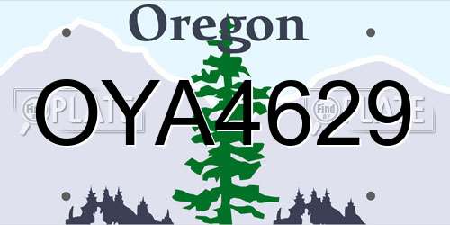 OYA4629 Oregon License Plate