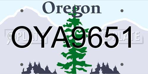 OYA9651 Oregon License Plate