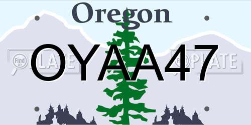 OYAA47 Oregon License Plate