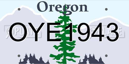 OYE1943 Oregon License Plate