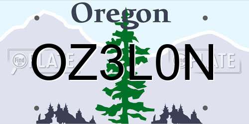 OZ3L0N Oregon License Plate