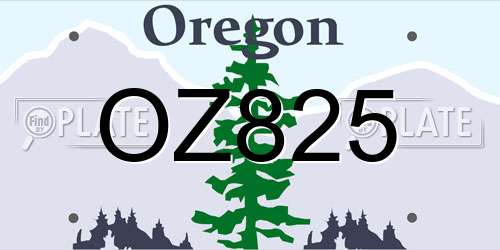 OZ825 Oregon License Plate