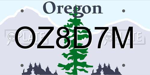 OZ8D7M Oregon License Plate