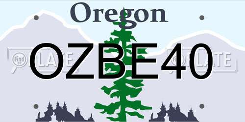OZBE40 Oregon License Plate
