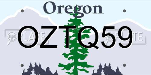 OZTQ59 Oregon License Plate