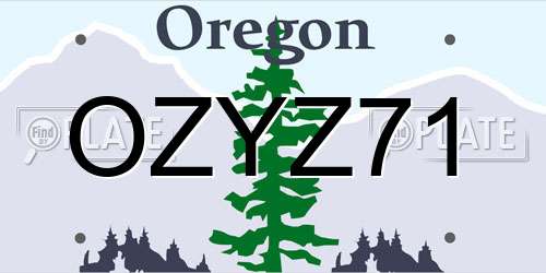 OZYZ71 Oregon License Plate