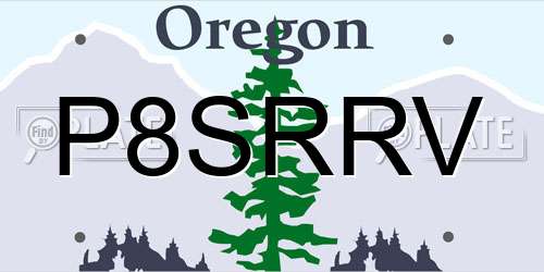 P8SRRV Oregon License Plate