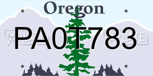 PA0T783 Oregon License Plate