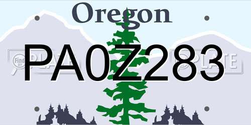 PA0Z283 Oregon License Plate