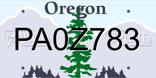PA0Z783 Oregon License Plate