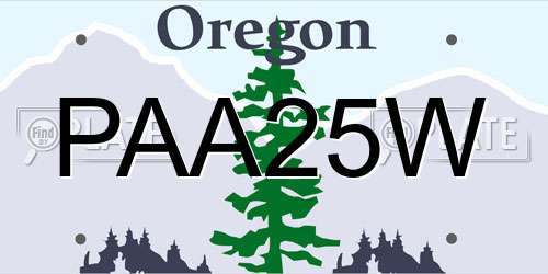 PAA25W Oregon License Plate