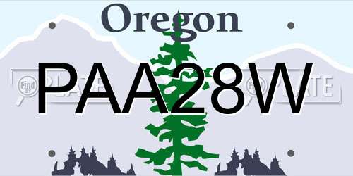 PAA28W Oregon License Plate