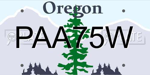 PAA75W Oregon License Plate