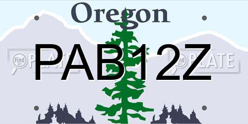 PAB12Z Oregon License Plate