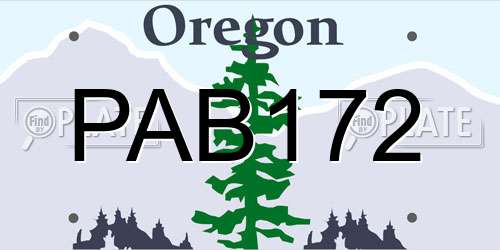 PAB172 Oregon License Plate