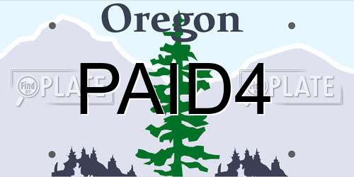 PAID4 Oregon License Plate