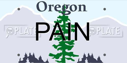 PAIN Oregon License Plate