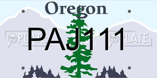 PAJ111 Oregon License Plate