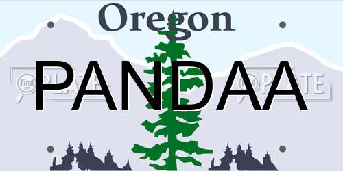 PANDAA Oregon License Plate