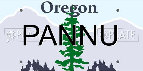 PANNU Oregon License Plate
