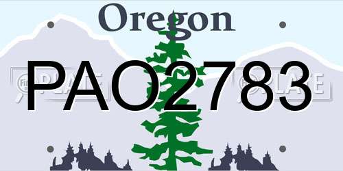 PAO2783 Oregon License Plate