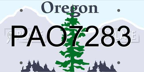PAO7283 Oregon License Plate
