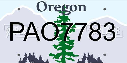 PAO7783 Oregon License Plate