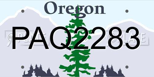 PAQ2283 Oregon License Plate