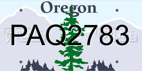 PAQ2783 Oregon License Plate