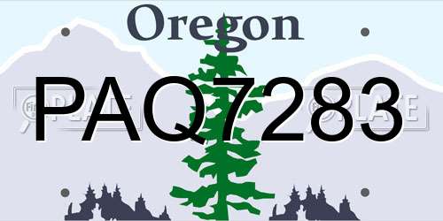 PAQ7283 Oregon License Plate
