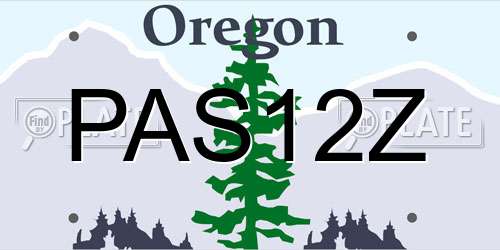PAS12Z Oregon License Plate